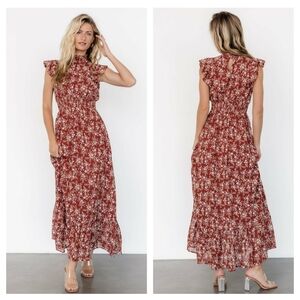 Baltic Born Kearny Ruffle Maxi Dress Cap Sleeve New Without Tags